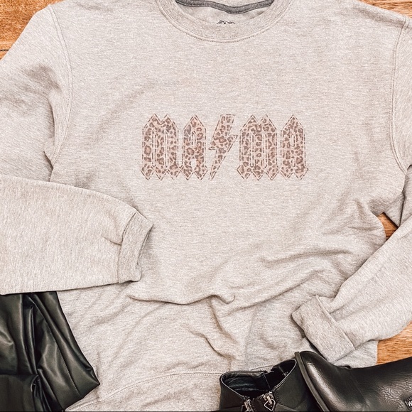 New Mama Cheetah (ACDC style) Graphic  Sweatshirt - Picture 2 of 3